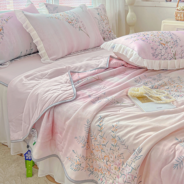 91家纺网 家纺一手货源 找家纺 栩裕纺织 2026新款（常年不断货）夏被凉感丝包边夏凉被跑量款空调被礼品被 恋语