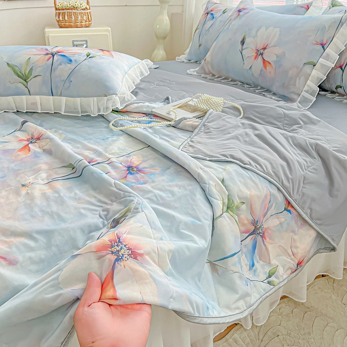 91家纺网 家纺一手货源 找家纺 栩裕纺织 2026新款（常年不断货）夏被凉感丝包边夏凉被跑量款空调被礼品被 蒙丽斯