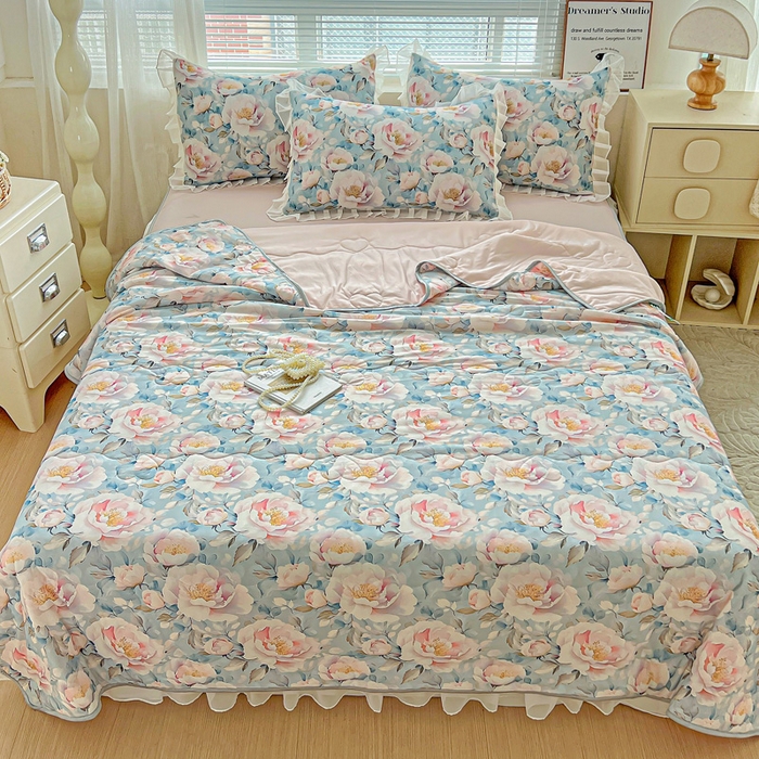 91家纺网 家纺一手货源 找家纺 栩裕纺织 2026新款（常年不断货）夏被凉感丝包边夏凉被跑量款空调被礼品被 轻素