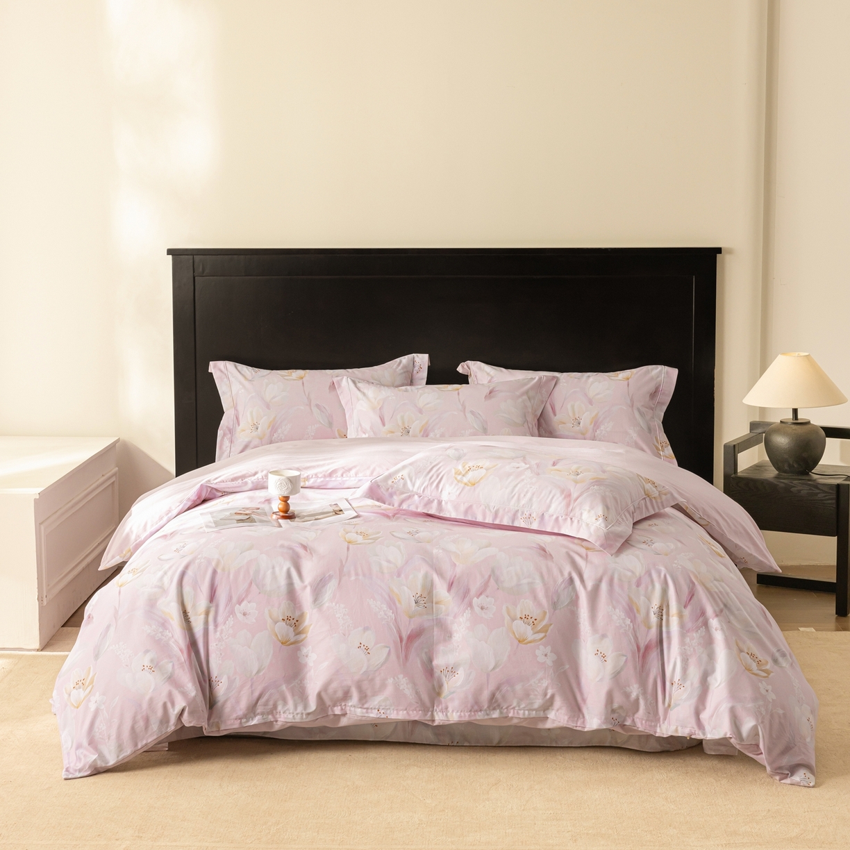 91家纺网 家纺一手货源 找家纺 莱豫家纺 2026新款50s阿克苏长绒棉数码印花四件套 依萱