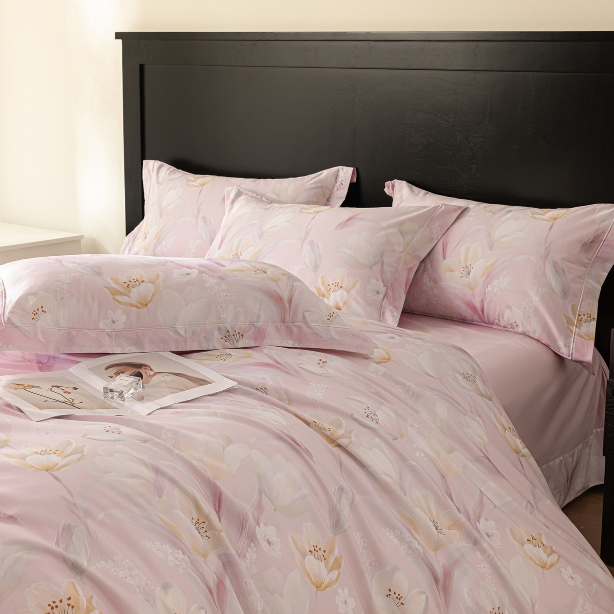 91家纺网 家纺一手货源 找家纺 莱豫家纺 2026新款50s阿克苏长绒棉数码印花四件套 依萱