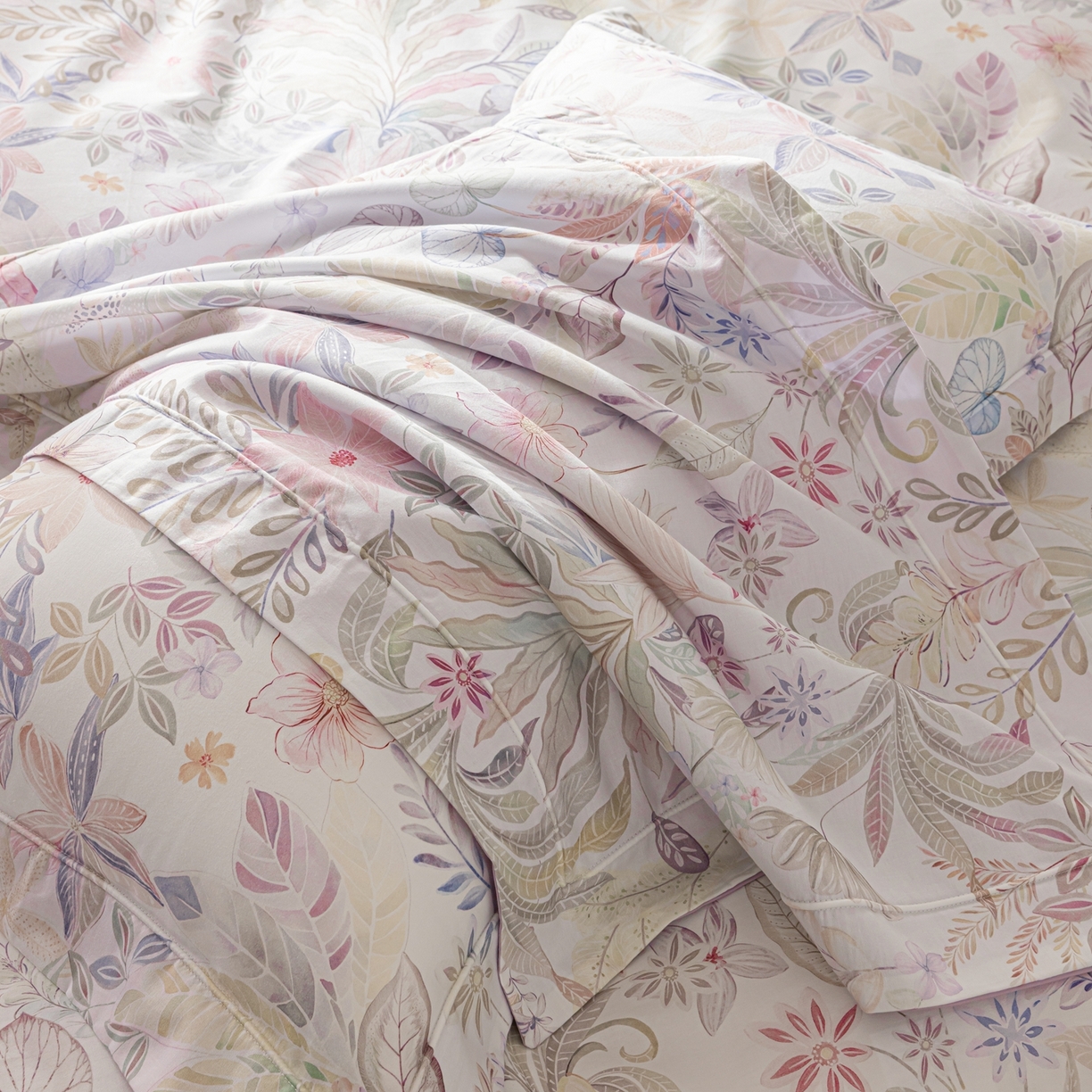 91家纺网 家纺一手货源 找家纺 莱豫家纺 2026新款50s阿克苏长绒棉数码印花四件套 婉柠紫