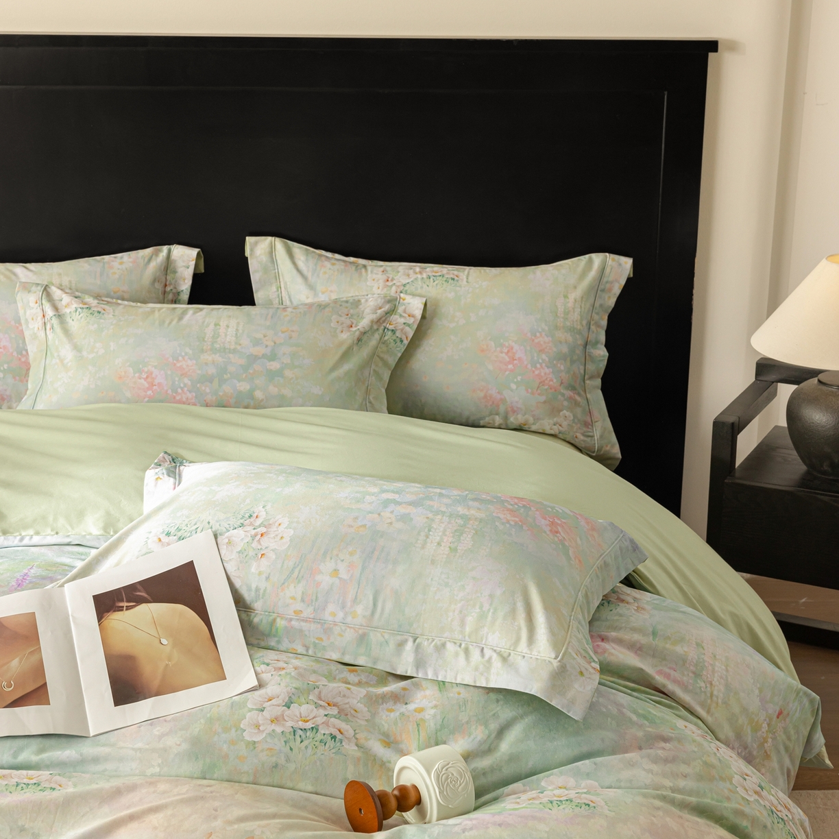 91家纺网 家纺一手货源 找家纺 莱豫家纺 2026新款50s阿克苏长绒棉数码印花四件套 云梦泽