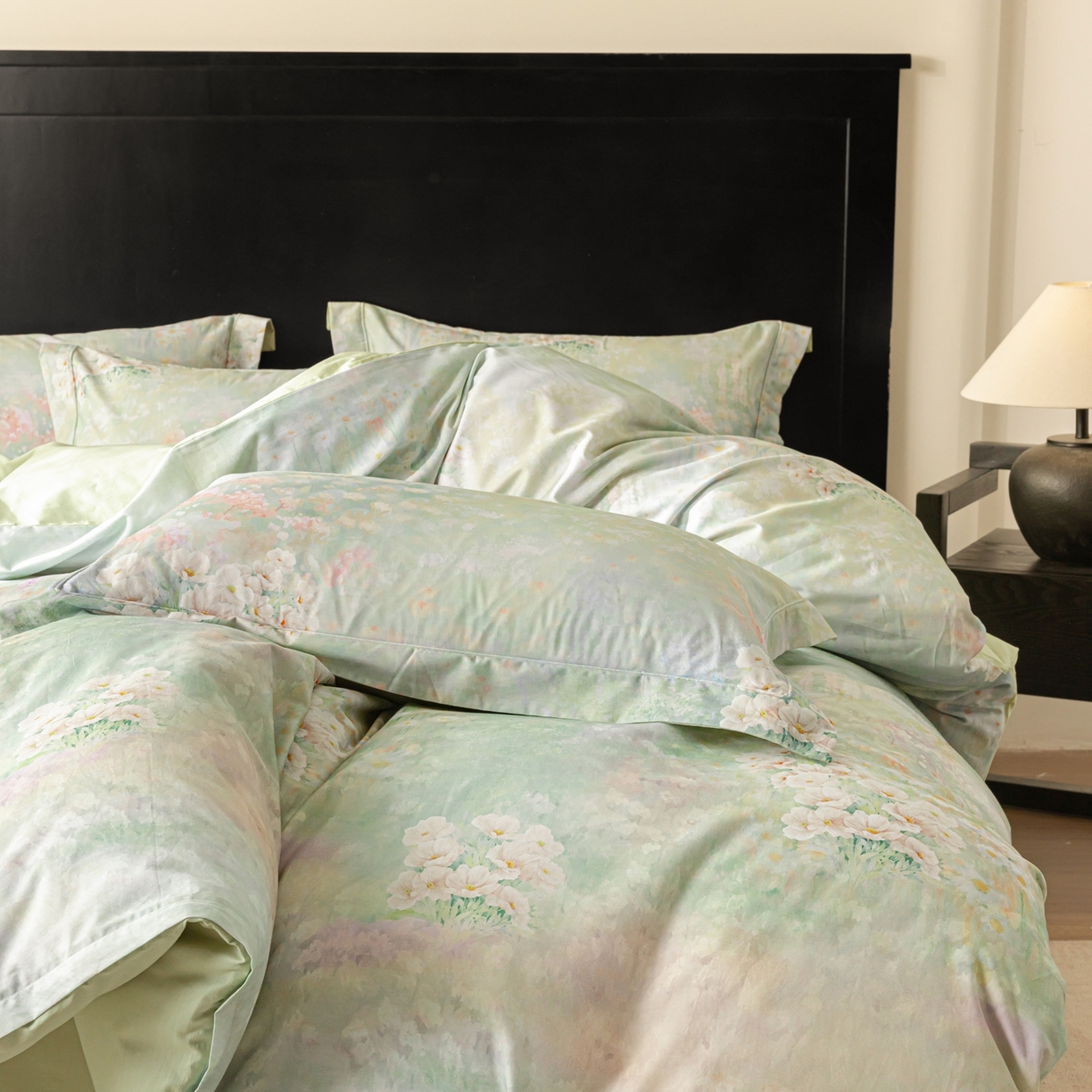 91家纺网 家纺一手货源 找家纺 莱豫家纺 2026新款50s阿克苏长绒棉数码印花四件套 云梦泽