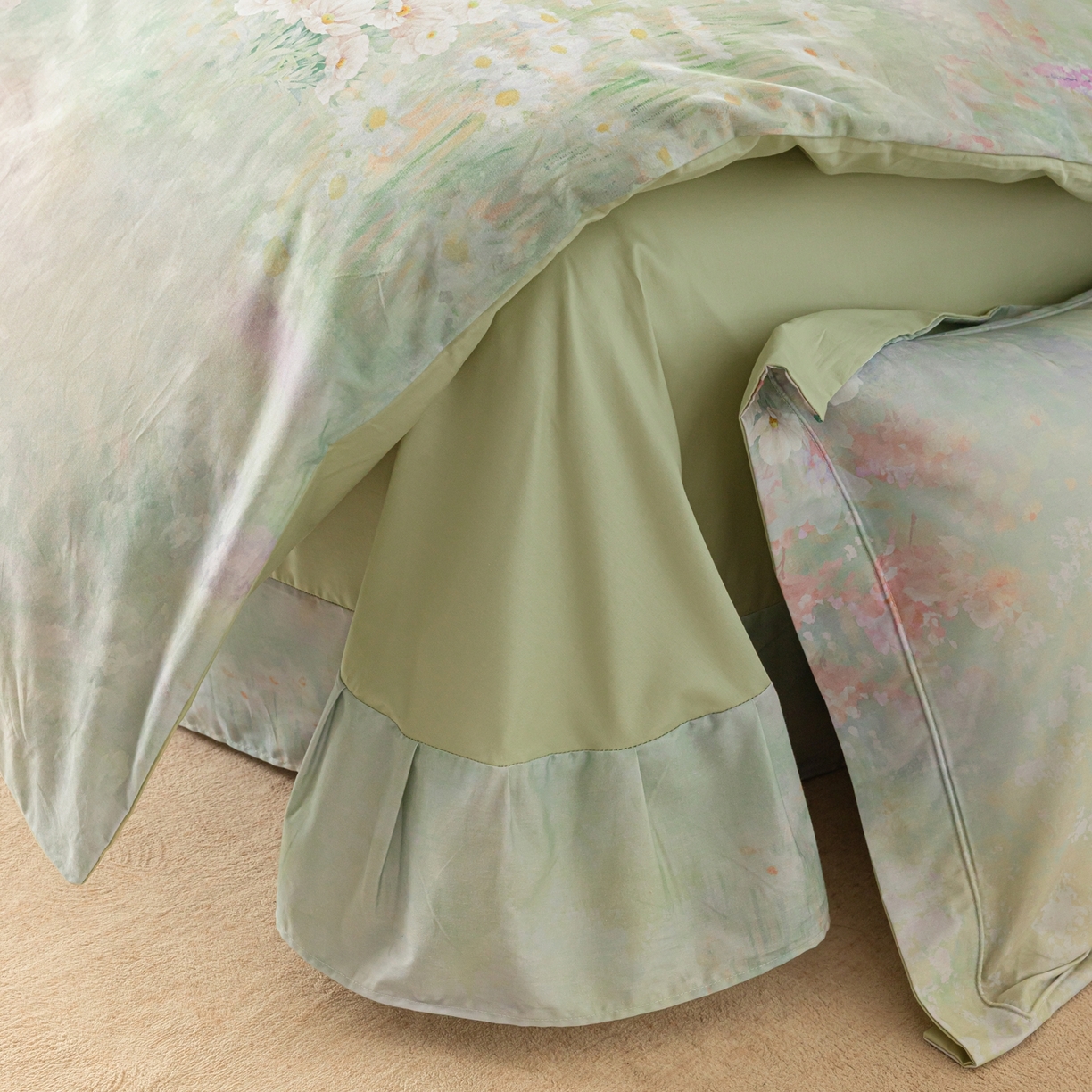 91家纺网 家纺一手货源 找家纺 莱豫家纺 2026新款50s阿克苏长绒棉数码印花四件套 云梦泽