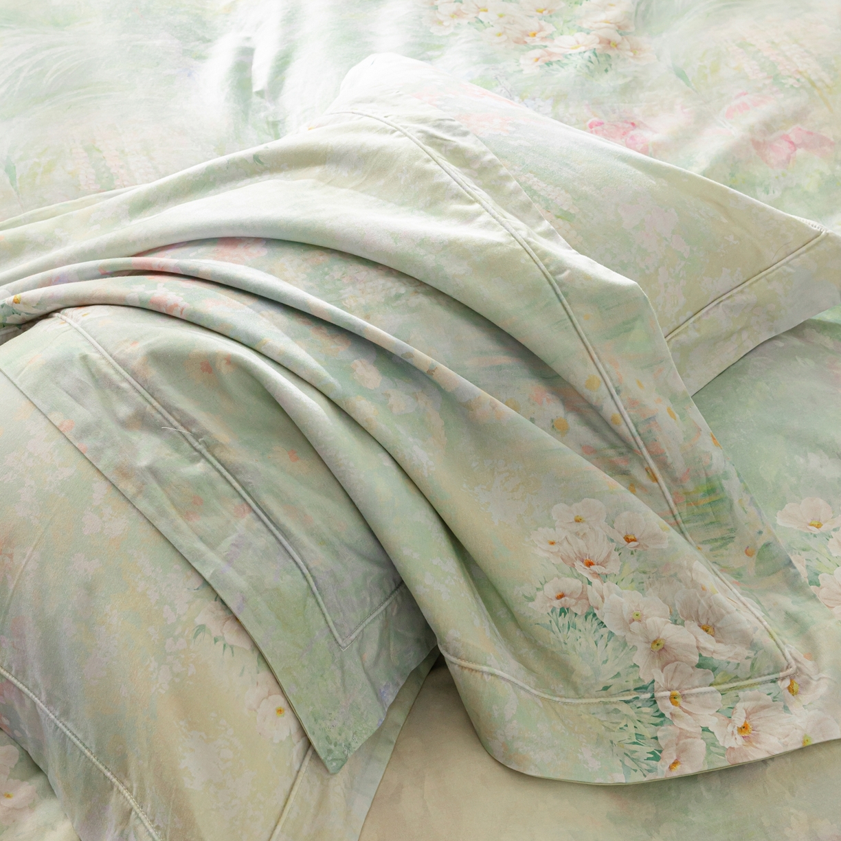 91家纺网 家纺一手货源 找家纺 莱豫家纺 2026新款50s阿克苏长绒棉数码印花四件套 云梦泽