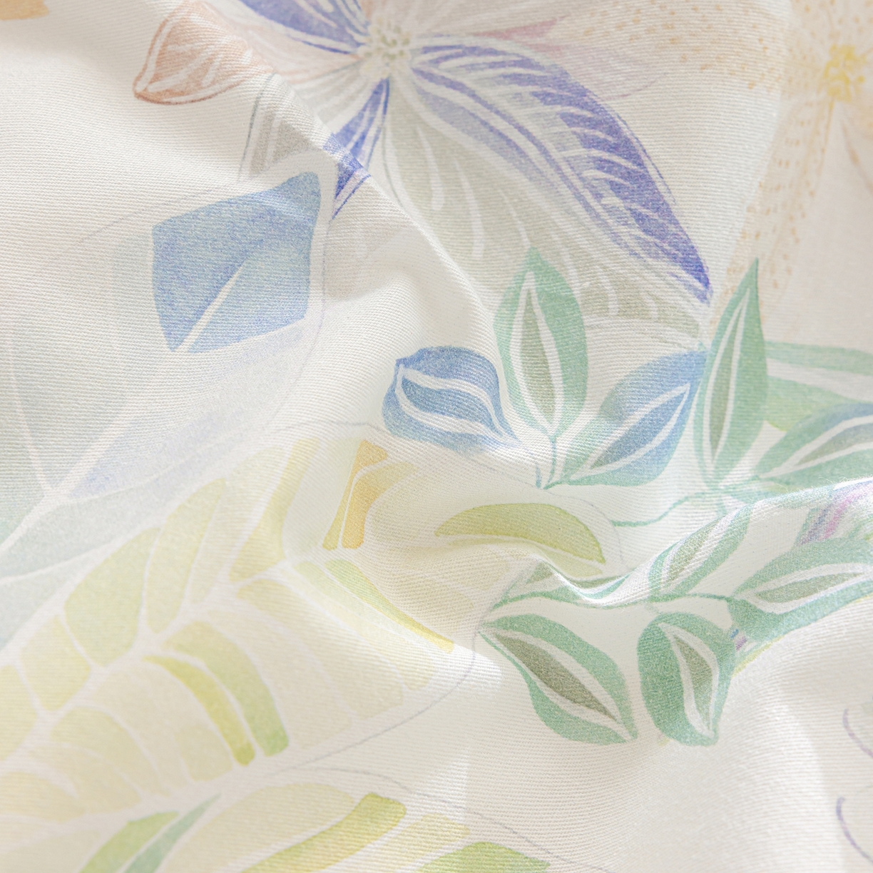 91家纺网 家纺一手货源 找家纺 莱豫家纺 2026新款50s阿克苏长绒棉数码印花四件套 晚柠绿