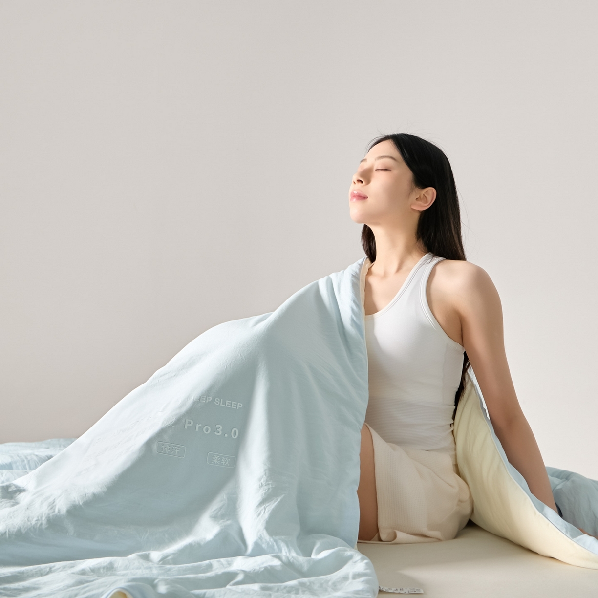 91家纺网 家纺一手货源 找家纺 恒科家纺 2026春夏新款星球酒店某朵同款深睡控温四季被.Pro3.0夏凉被春秋被 天蓝色