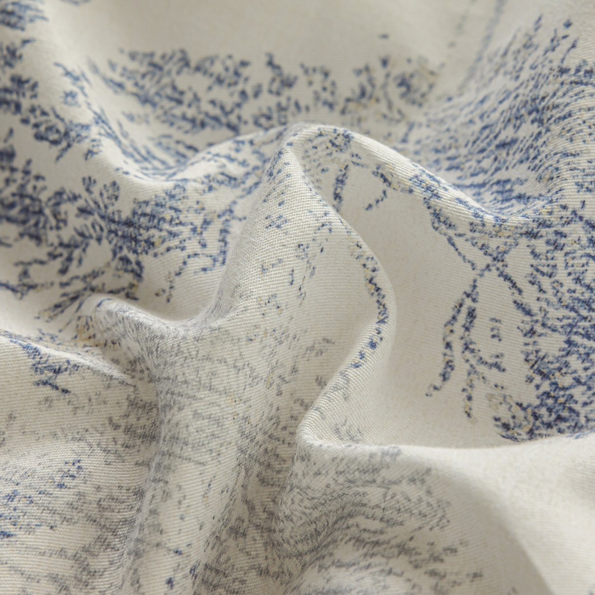 91家纺网 家纺一手货源 找家纺 莱豫家纺 2026新款50s阿克苏长绒棉数码印花四件套 景泽蓝