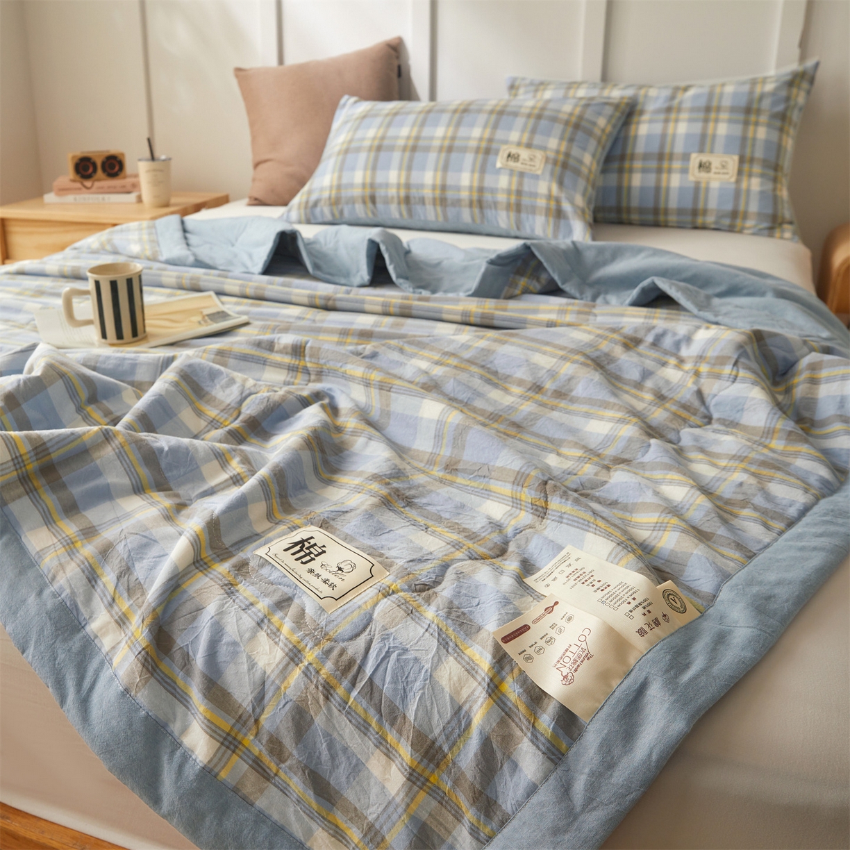 91家纺网 家纺一手货源 找家纺 （总）招财星家纺 2026新款A类无印风100%新疆棉花夏被纯棉夏凉被空调被子薄被芯棉花被四件套