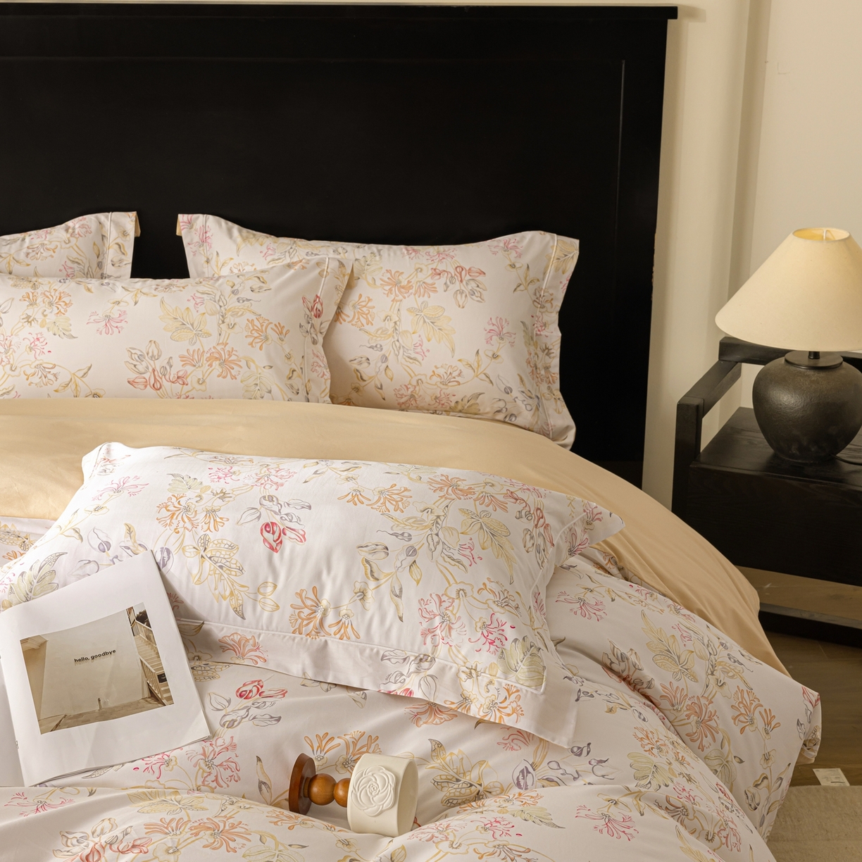 91家纺网 家纺一手货源 找家纺 莱豫家纺 2026新款50s阿克苏长绒棉数码印花四件套 槿初