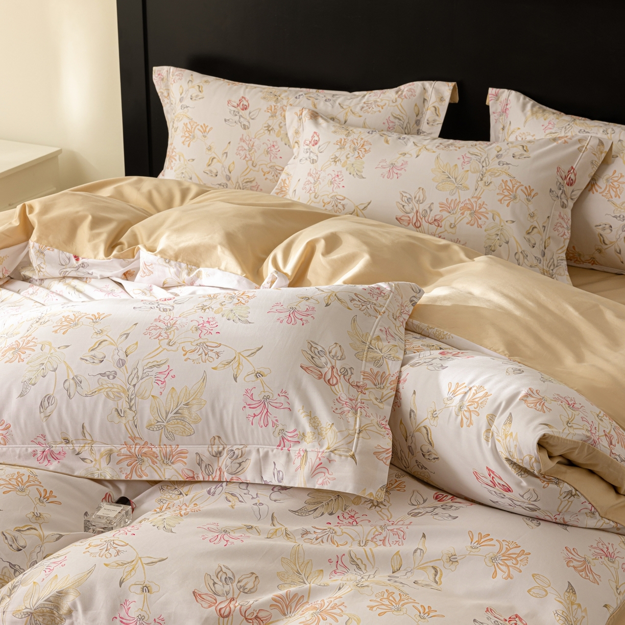 91家纺网 家纺一手货源 找家纺 莱豫家纺 2026新款50s阿克苏长绒棉数码印花四件套 槿初