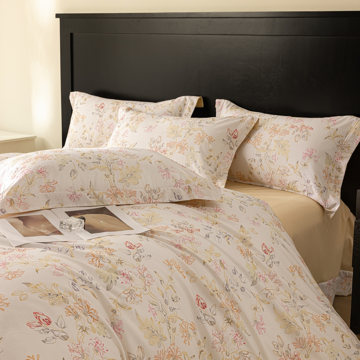 91家纺网 家纺一手货源 找家纺 莱豫家纺 2026新款50s阿克苏长绒棉数码印花四件套 槿初