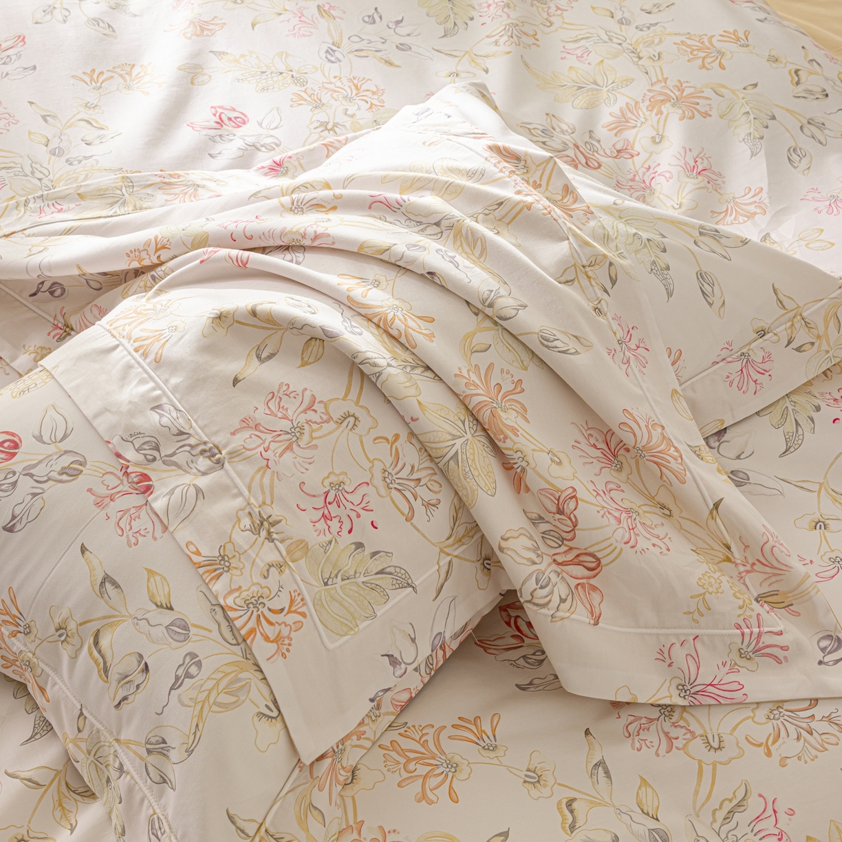 91家纺网 家纺一手货源 找家纺 莱豫家纺 2026新款50s阿克苏长绒棉数码印花四件套 槿初