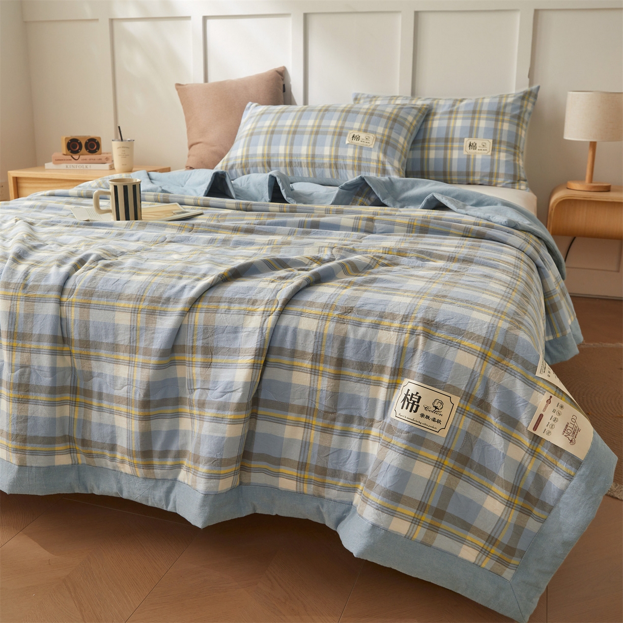 91家纺网 家纺一手货源 找家纺 （总）招财星家纺 2026新款A类无印风100%新疆棉花夏被纯棉夏凉被空调被子薄被芯棉花被四件套