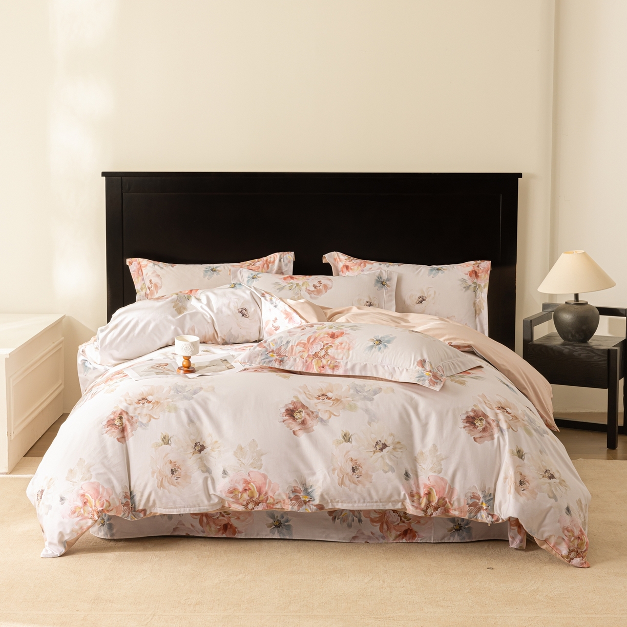 91家纺网 家纺一手货源 找家纺 莱豫家纺 2026新款50s阿克苏长绒棉数码印花四件套 念晴