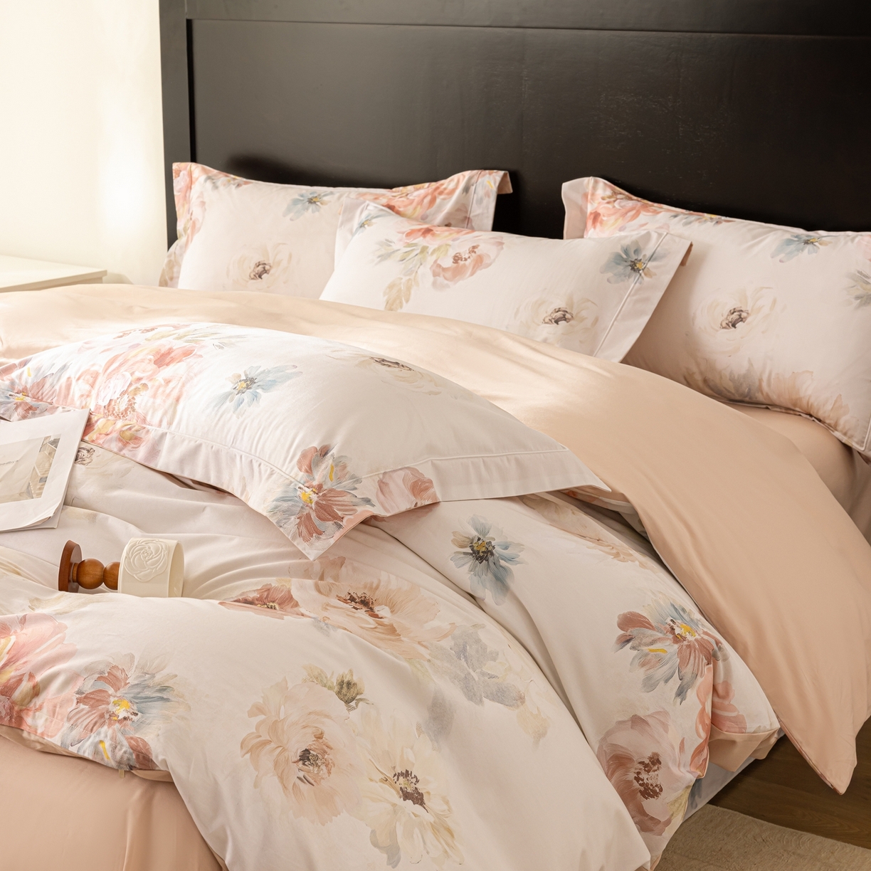 91家纺网 家纺一手货源 找家纺 莱豫家纺 2026新款50s阿克苏长绒棉数码印花四件套 念晴