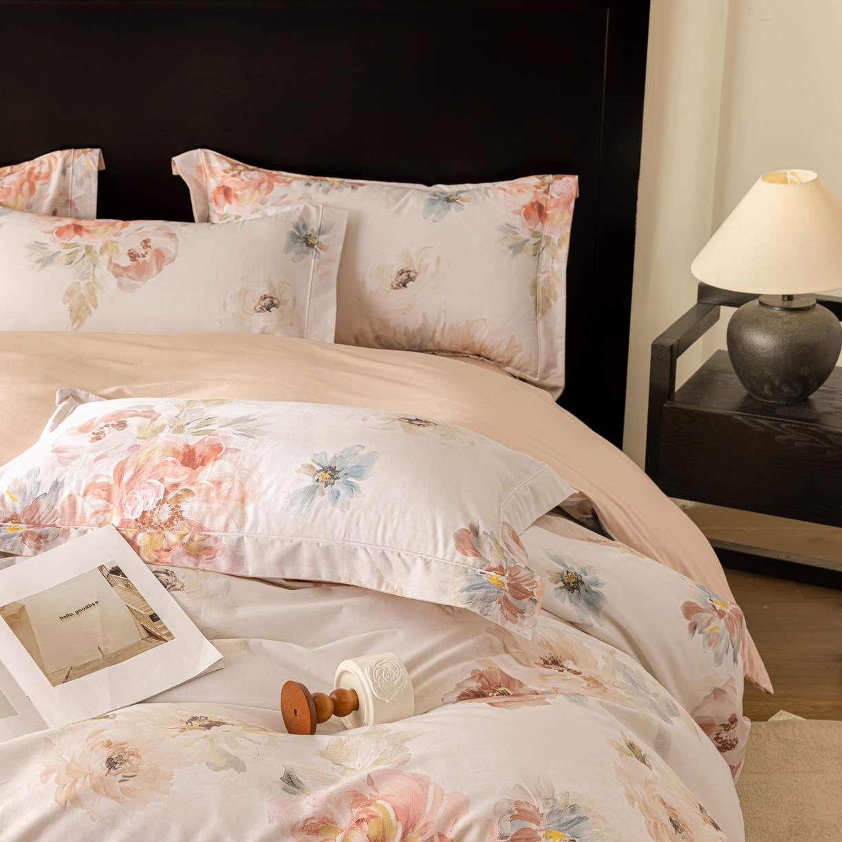 91家纺网 家纺一手货源 找家纺 莱豫家纺 2026新款50s阿克苏长绒棉数码印花四件套 念晴