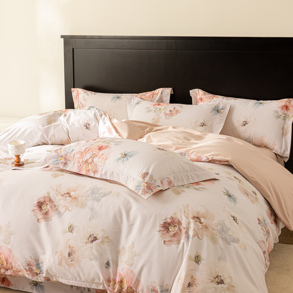 91家纺网 家纺一手货源 找家纺 莱豫家纺 2026新款50s阿克苏长绒棉数码印花四件套 念晴