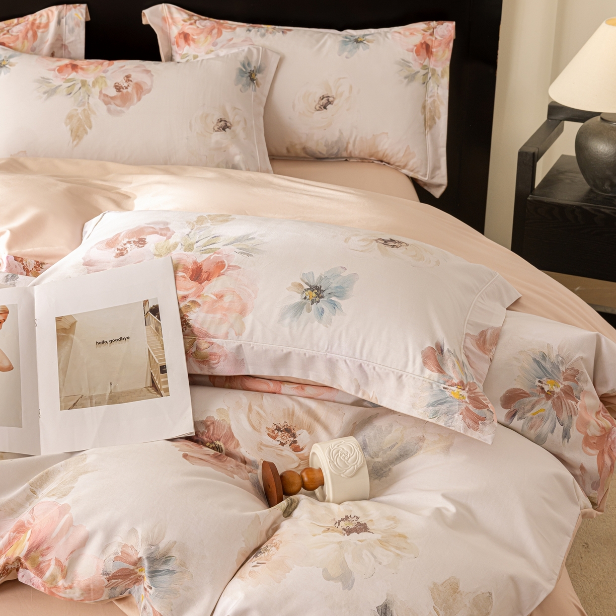 91家纺网 家纺一手货源 找家纺 莱豫家纺 2026新款50s阿克苏长绒棉数码印花四件套 念晴