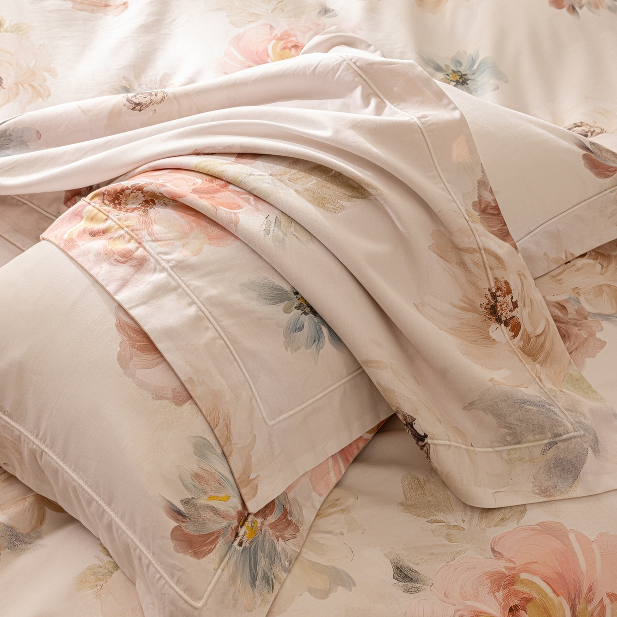 91家纺网 家纺一手货源 找家纺 莱豫家纺 2026新款50s阿克苏长绒棉数码印花四件套 念晴