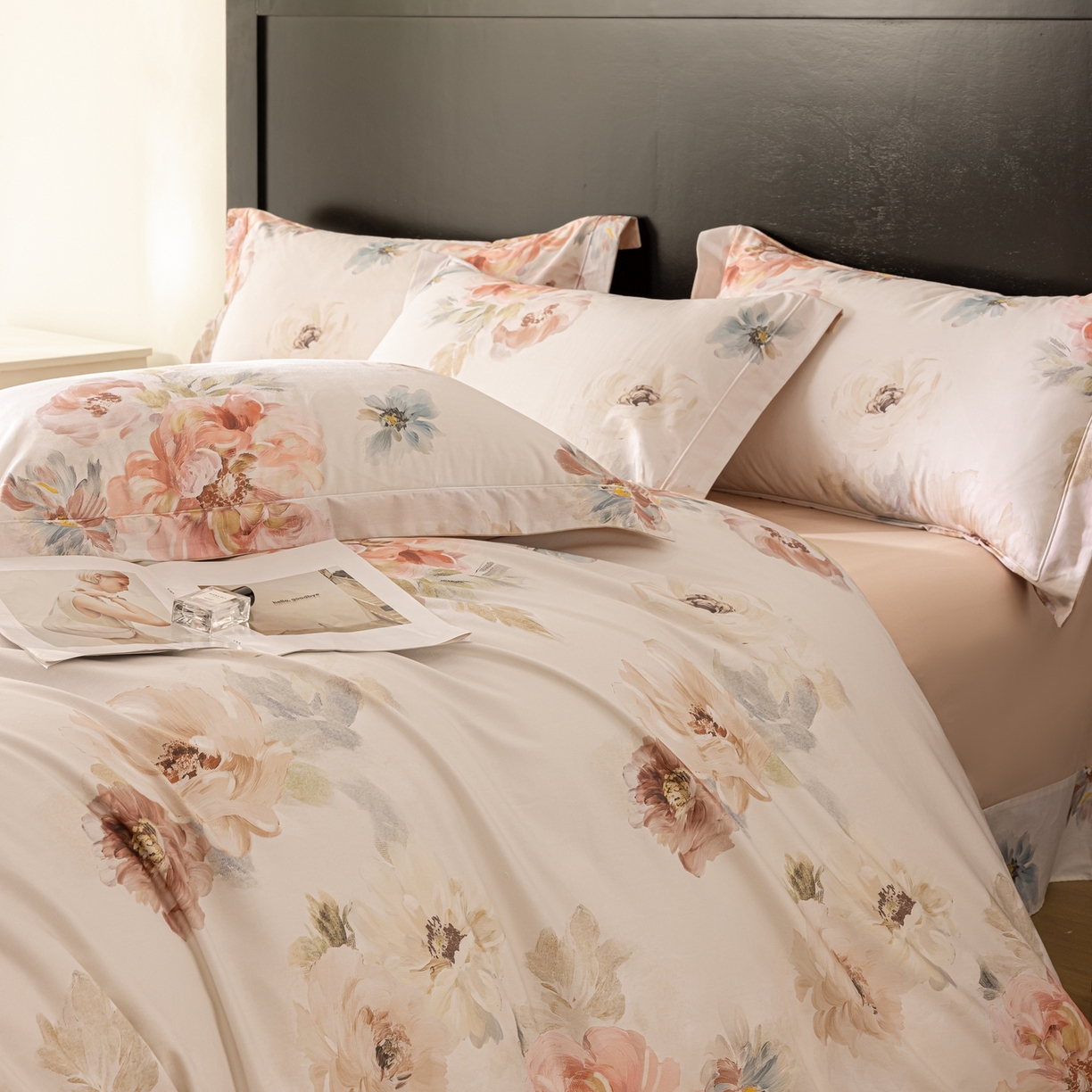 91家纺网 家纺一手货源 找家纺 莱豫家纺 2026新款50s阿克苏长绒棉数码印花四件套 念晴