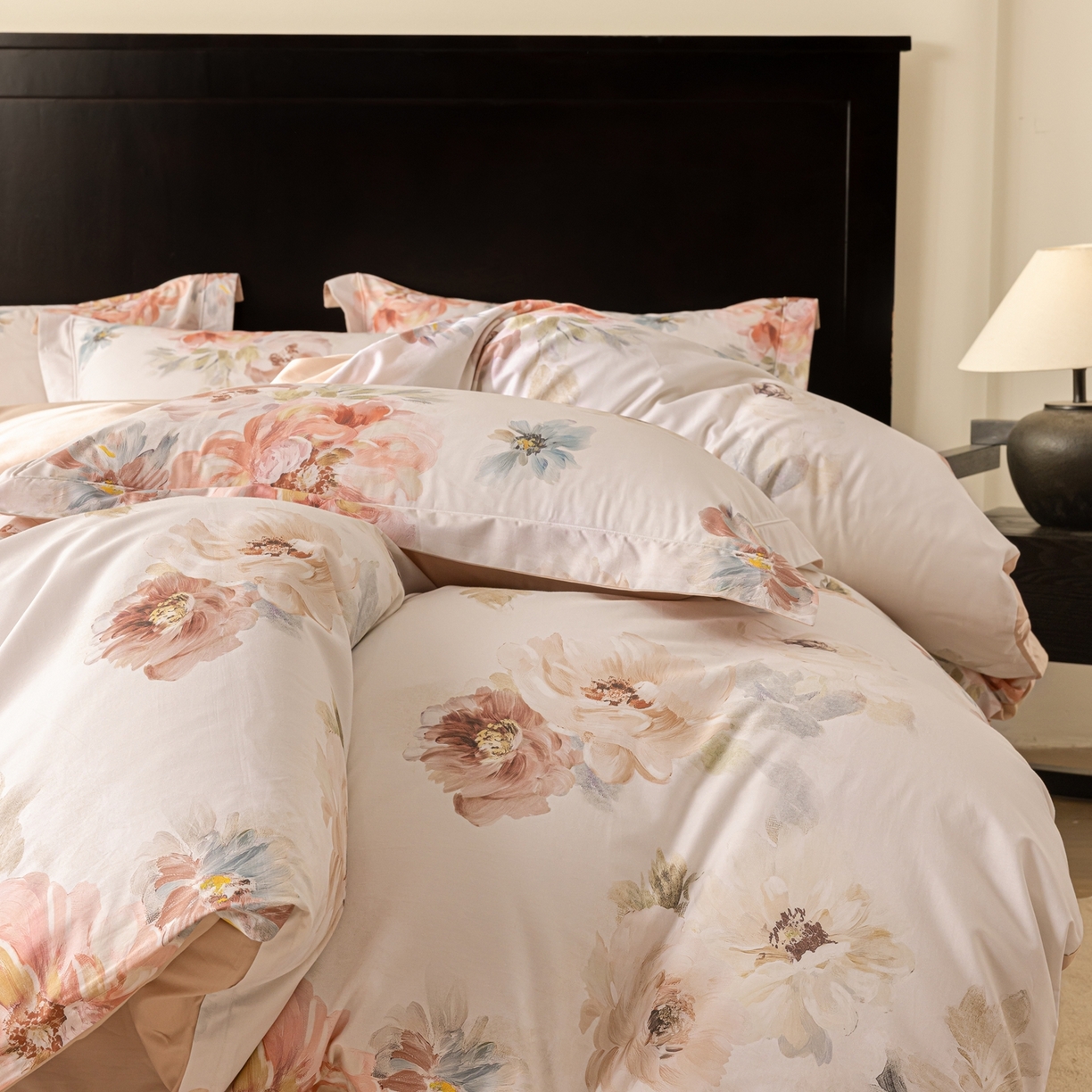 91家纺网 家纺一手货源 找家纺 莱豫家纺 2026新款50s阿克苏长绒棉数码印花四件套 念晴