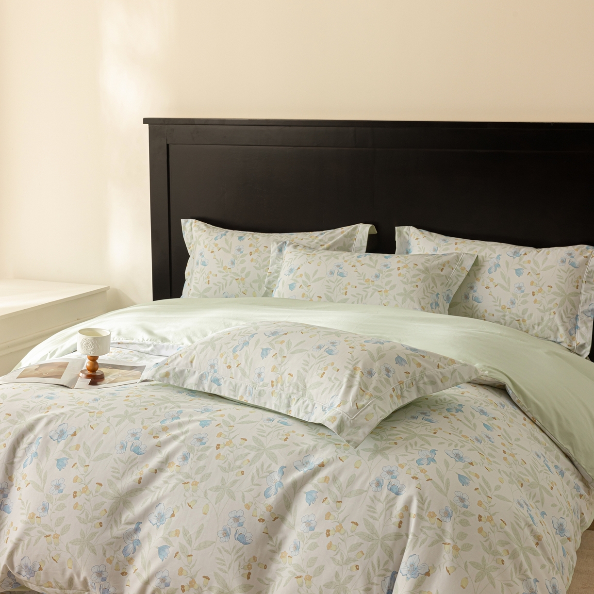 91家纺网 家纺一手货源 找家纺 莱豫家纺 2026新款50s阿克苏长绒棉数码印花四件套 宛春兰