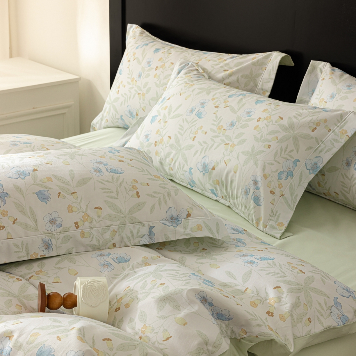 91家纺网 家纺一手货源 找家纺 莱豫家纺 2026新款50s阿克苏长绒棉数码印花四件套 宛春兰