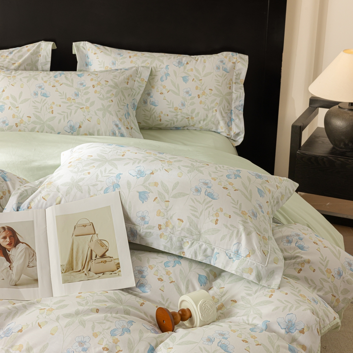 91家纺网 家纺一手货源 找家纺 莱豫家纺 2026新款50s阿克苏长绒棉数码印花四件套 宛春兰