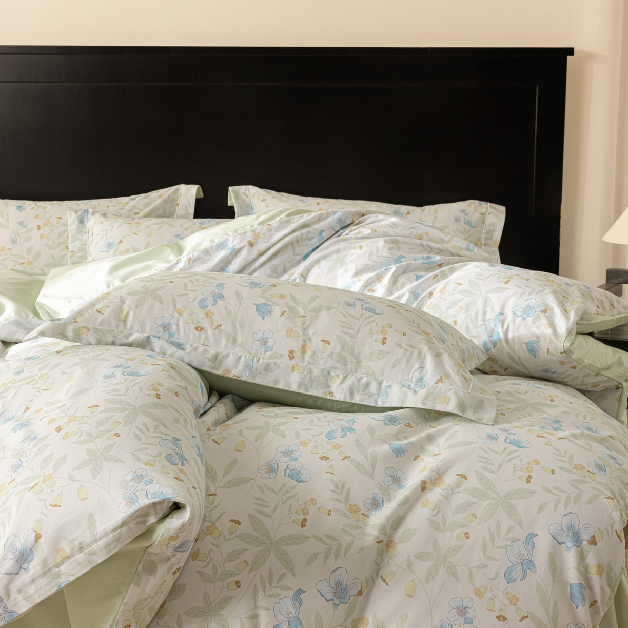 91家纺网 家纺一手货源 找家纺 莱豫家纺 2026新款50s阿克苏长绒棉数码印花四件套 宛春兰