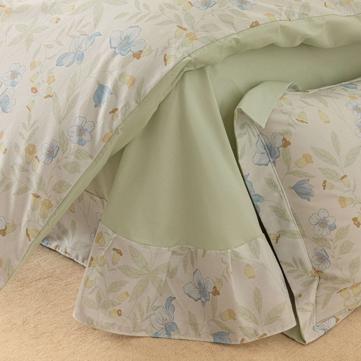 91家纺网 家纺一手货源 找家纺 莱豫家纺 2026新款50s阿克苏长绒棉数码印花四件套 宛春兰