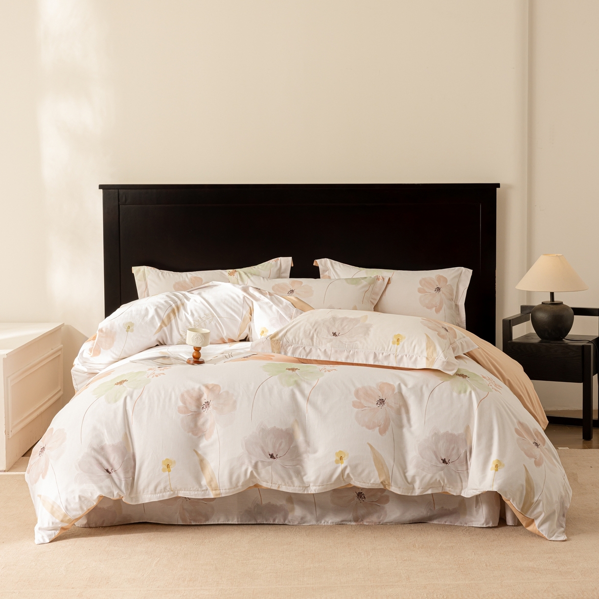 91家纺网 家纺一手货源 找家纺 莱豫家纺 2026新款50s阿克苏长绒棉数码印花四件套 诗韵