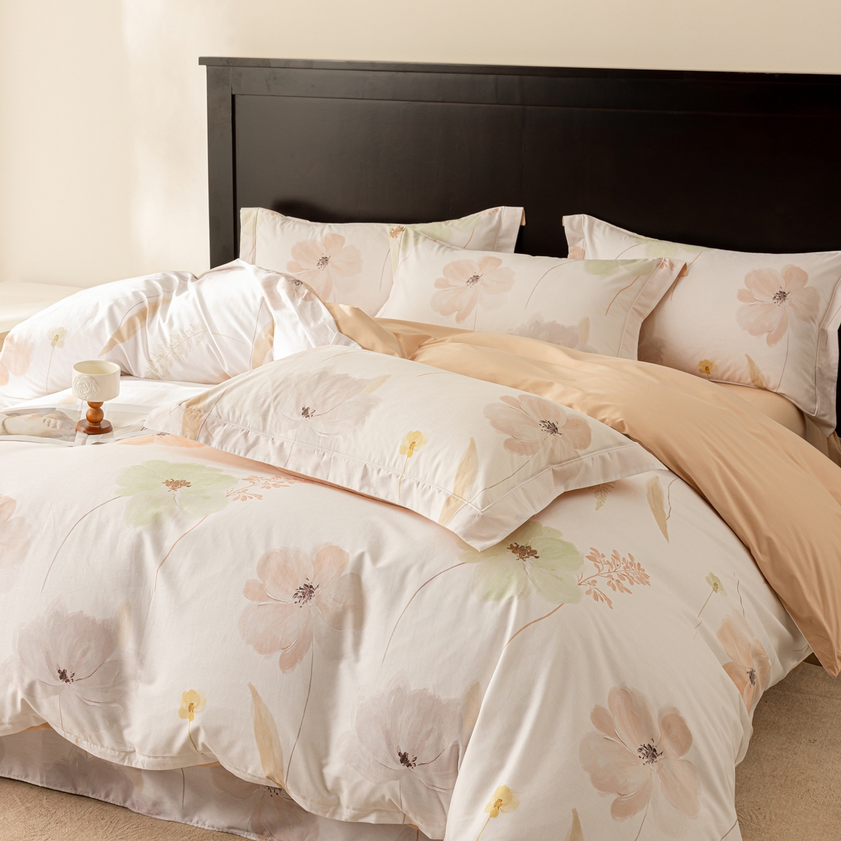 91家纺网 家纺一手货源 找家纺 莱豫家纺 2026新款50s阿克苏长绒棉数码印花四件套 诗韵