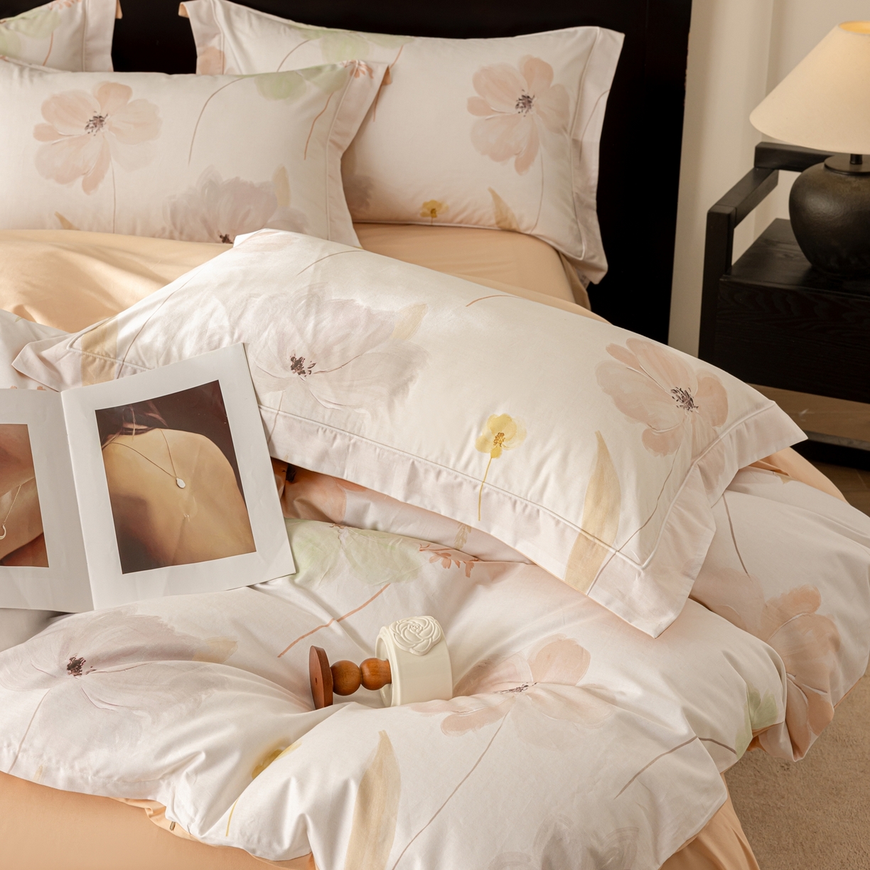 91家纺网 家纺一手货源 找家纺 莱豫家纺 2026新款50s阿克苏长绒棉数码印花四件套 诗韵