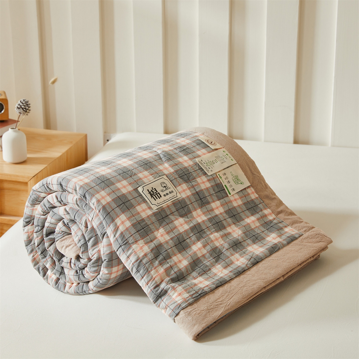 91家纺网 家纺一手货源 找家纺 （总）招财星家纺 2026新款A类无印风100%新疆棉花夏被纯棉夏凉被空调被子薄被芯棉花被四件套