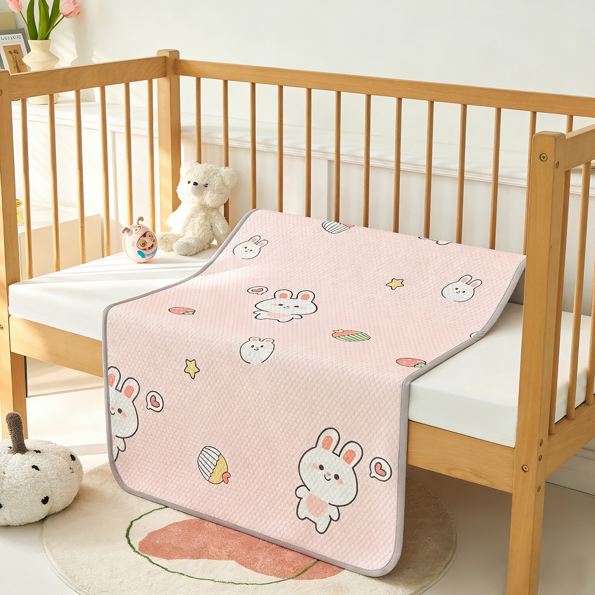 91家纺网 家纺一手货源 找家纺 （总）奇丝雅 2026新款A类母婴级婴儿凉感冰豆豆凉席儿童新生小宝宝床幼儿园床拼接床冰丝席