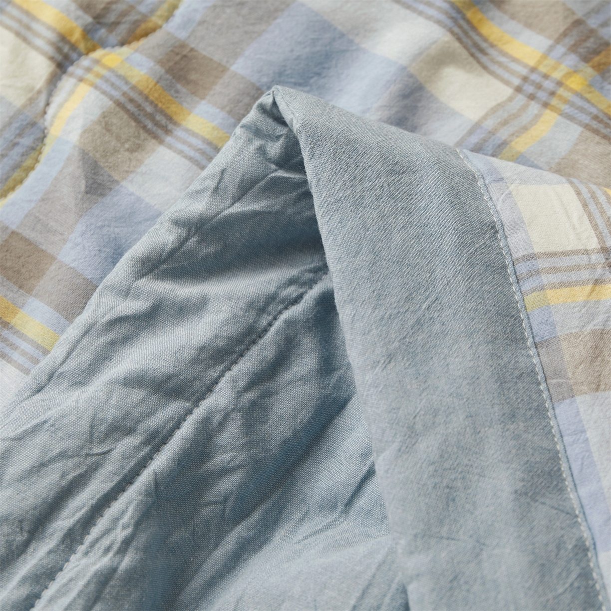 91家纺网 家纺一手货源 找家纺 招财星家纺 2026新款A类无印风100%新疆棉花夏被纯棉夏凉被空调被子薄被芯棉花被四件套 格韵-蓝灰