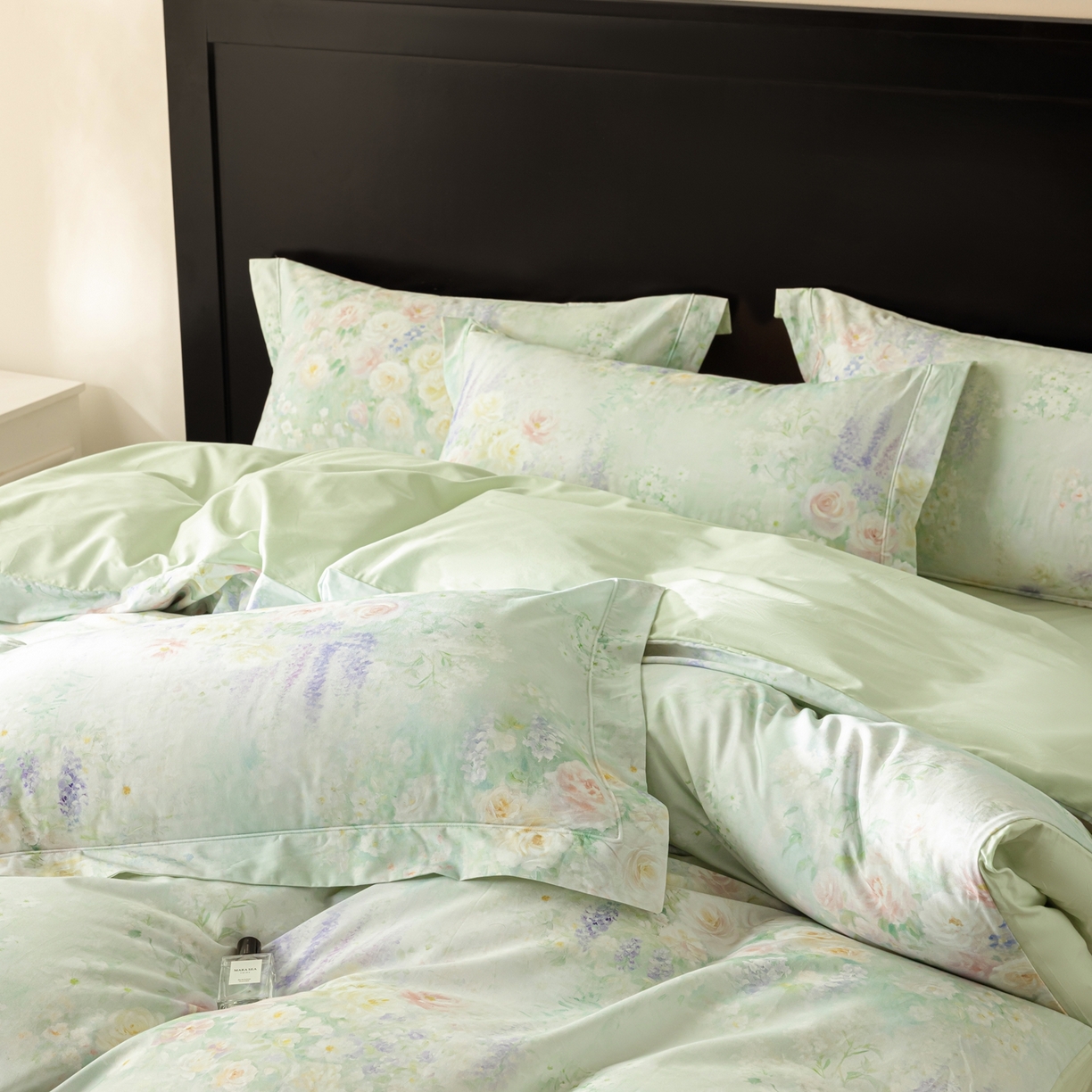 91家纺网 家纺一手货源 找家纺 莱豫家纺 2026新款50s阿克苏长绒棉数码印花四件套 花悦容