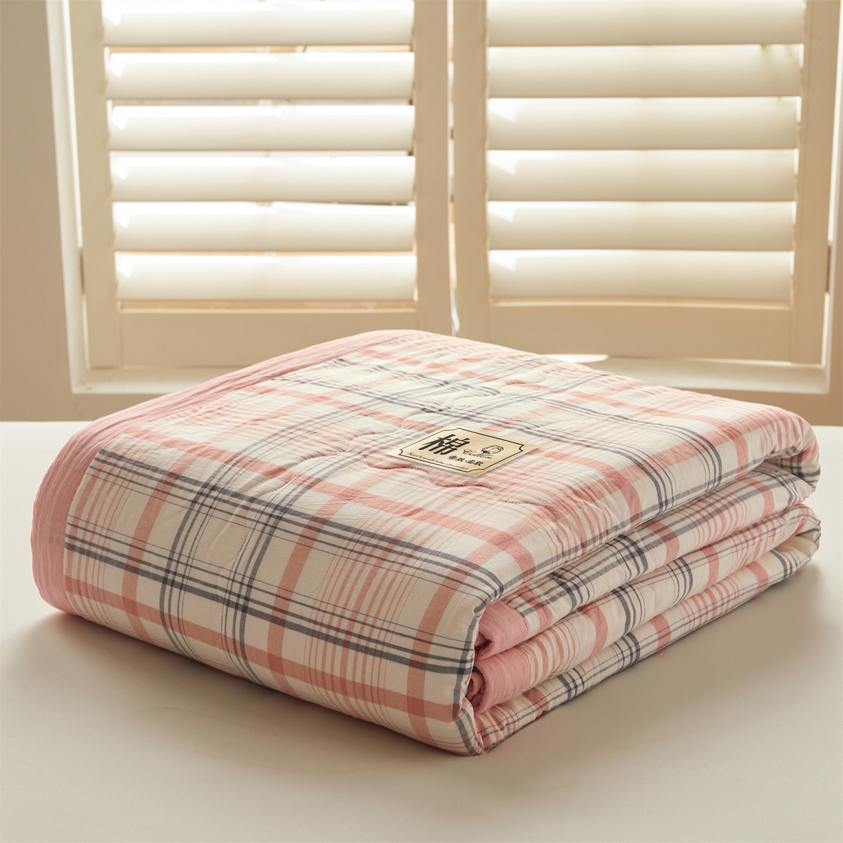 91家纺网 家纺一手货源 找家纺 招财星家纺 2026新款A类无印风100%新疆棉花夏被纯棉夏凉被空调被子薄被芯棉花被四件套 格韵-粉