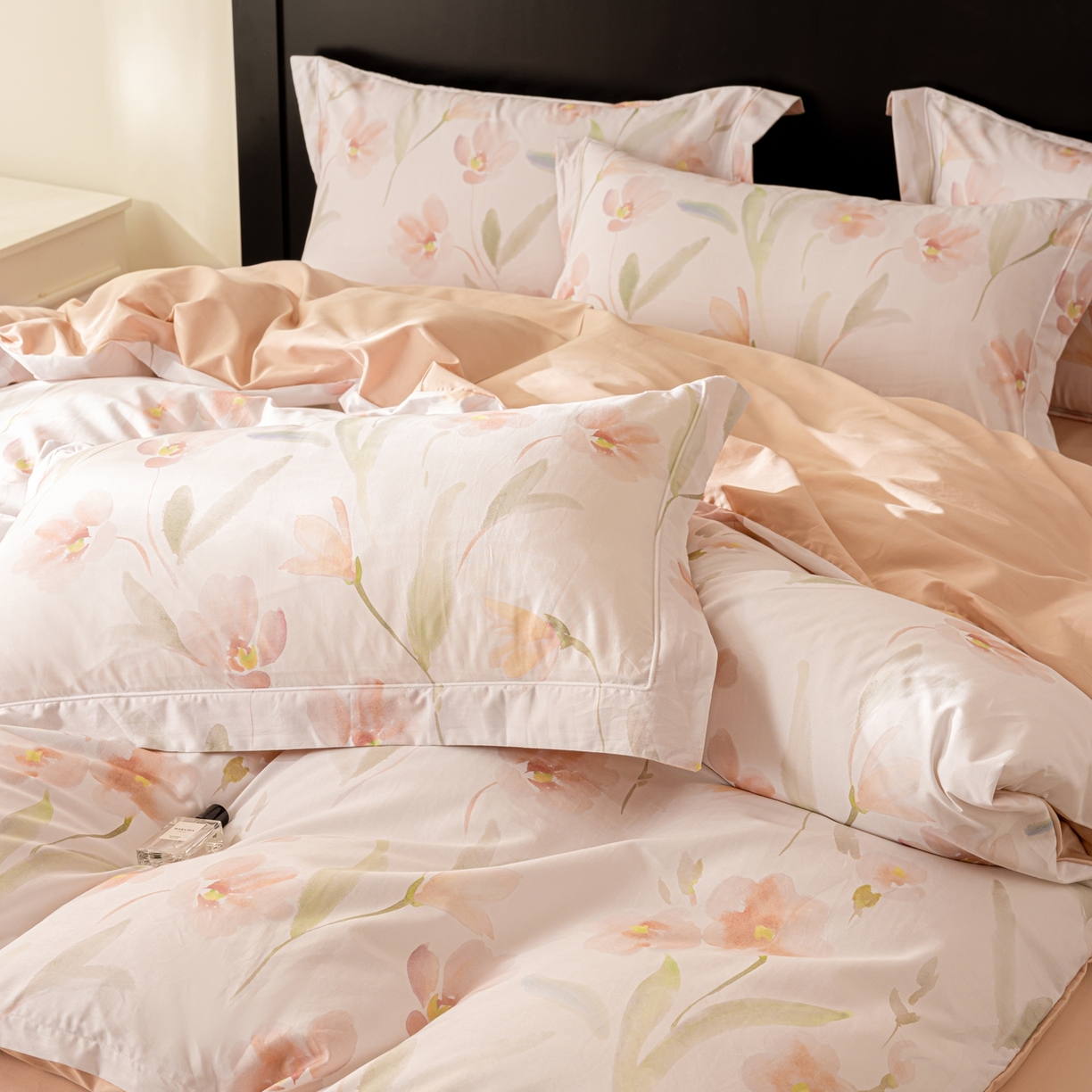 91家纺网 家纺一手货源 找家纺 莱豫家纺 2026新款50s阿克苏长绒棉数码印花四件套 安婉