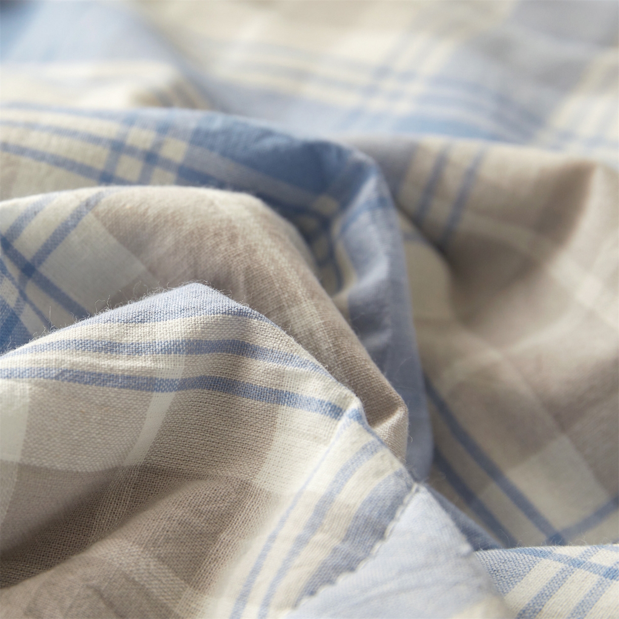 91家纺网 家纺一手货源 找家纺 招财星家纺 2026新款A类无印风100%新疆棉花夏被纯棉夏凉被空调被子薄被芯棉花被四件套 蓝黄格