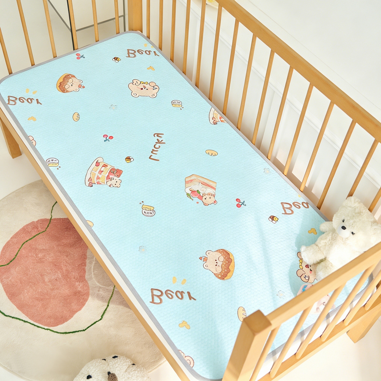 奇丝雅 2026新款A类母婴级婴儿凉感冰豆豆凉席儿童新生小宝宝床幼儿园床拼接床冰丝席 甜甜圈