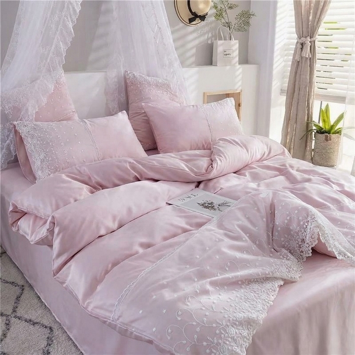 91家纺网 家纺一手货源 找家纺 （总）韩秀 2026新款水洗真丝四件套-甜馨系列