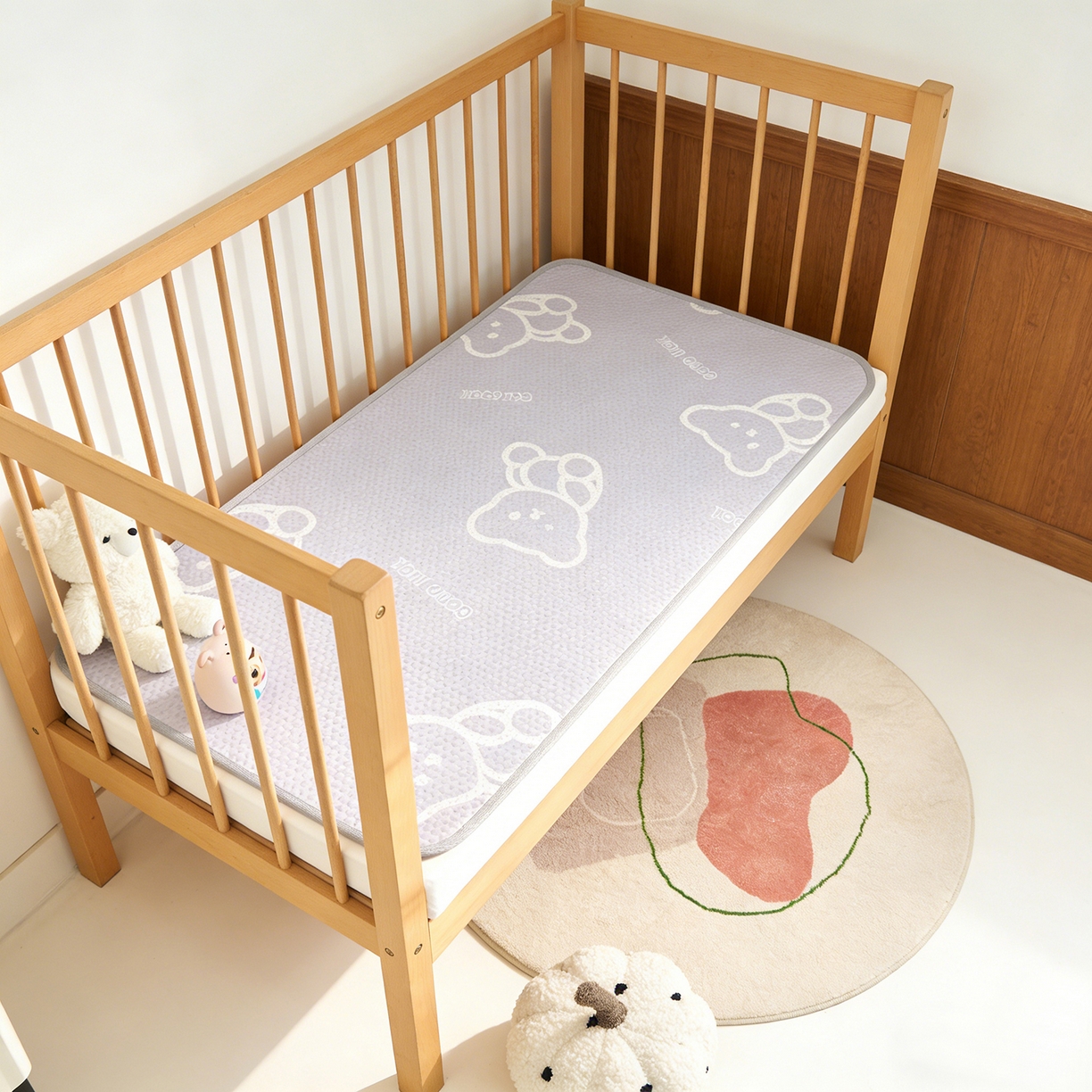 91家纺网 家纺一手货源 找家纺 奇丝雅 2026新款A类母婴级婴儿凉感冰豆豆凉席儿童新生小宝宝床幼儿园床拼接床冰丝席 维尼熊