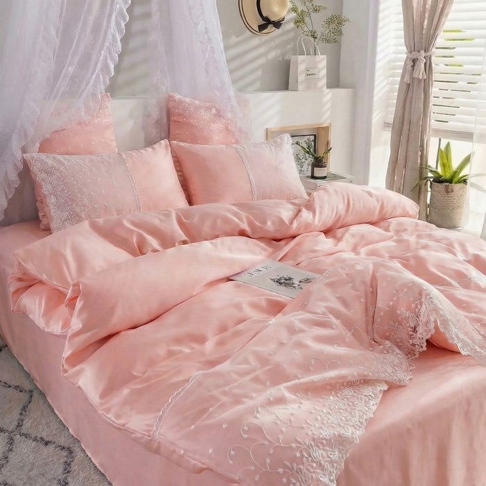 91家纺网 家纺一手货源 找家纺 （总）韩秀 2026新款水洗真丝四件套-甜馨系列