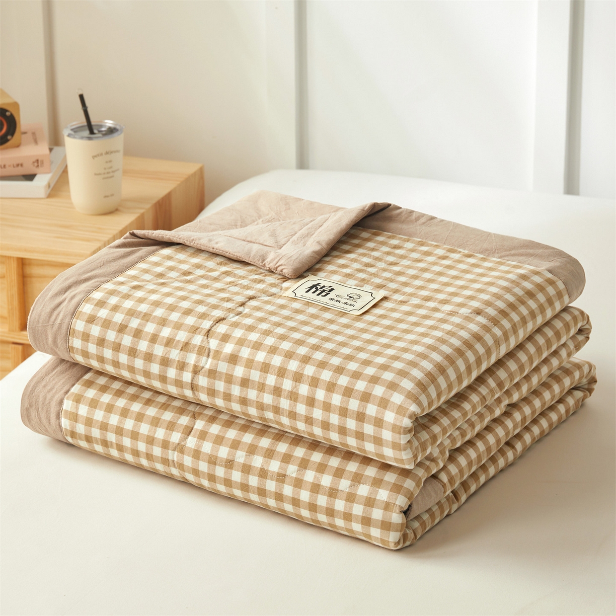 91家纺网 家纺一手货源 找家纺 招财星家纺 2026新款A类无印风100%新疆棉花夏被纯棉夏凉被空调被子薄被芯棉花被四件套 米小格