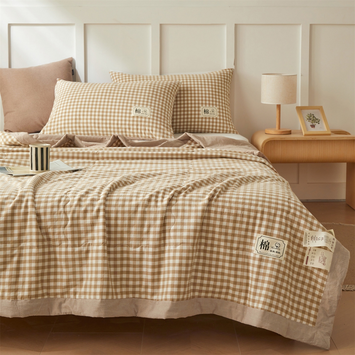 91家纺网 家纺一手货源 找家纺 招财星家纺 2026新款A类无印风100%新疆棉花夏被纯棉夏凉被空调被子薄被芯棉花被四件套 米小格