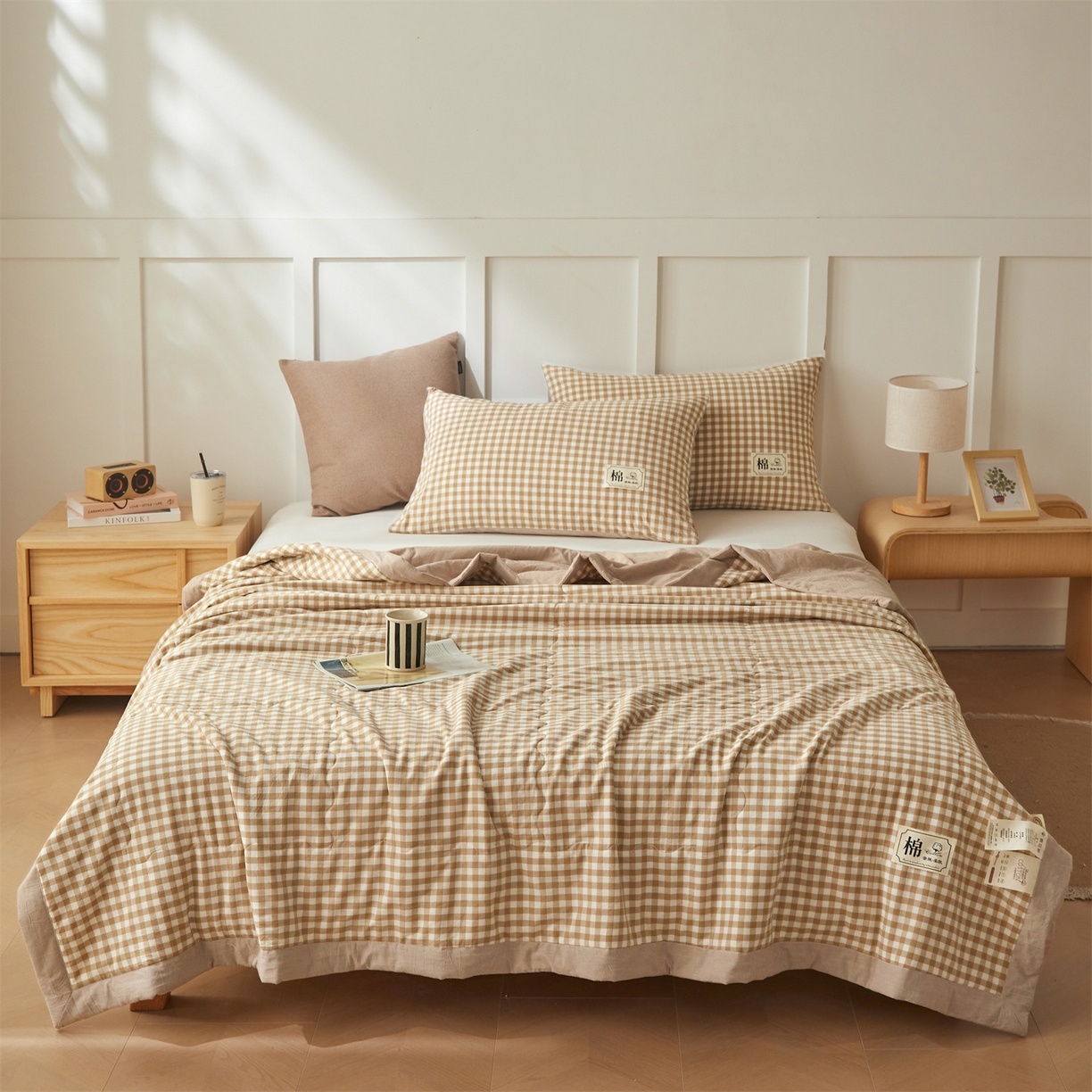 91家纺网 家纺一手货源 找家纺 招财星家纺 2026新款A类无印风100%新疆棉花夏被纯棉夏凉被空调被子薄被芯棉花被四件套 米小格