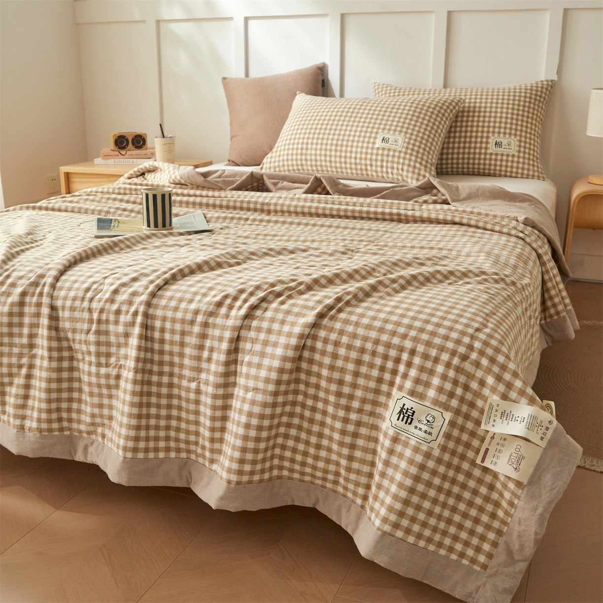 91家纺网 家纺一手货源 找家纺 招财星家纺 2026新款A类无印风100%新疆棉花夏被纯棉夏凉被空调被子薄被芯棉花被四件套 米小格